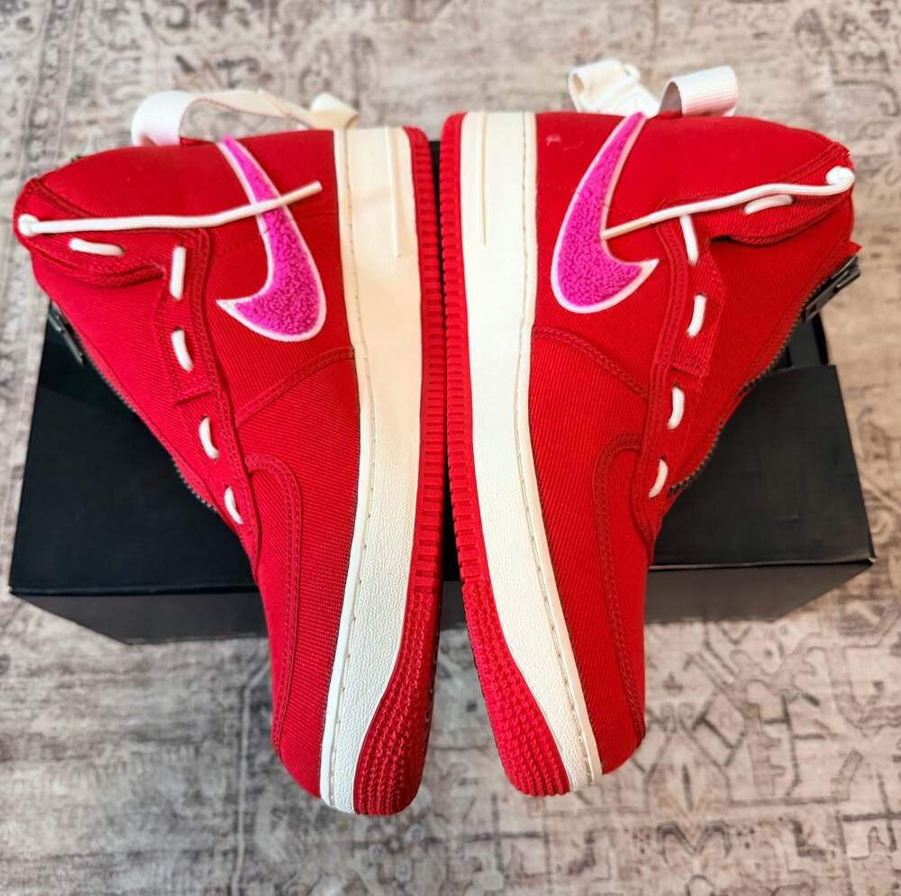 Nike Air Force 1 High x Emotionally Unavailable 'Heart' Red Canvas Sneakers - Picture 4 of 13